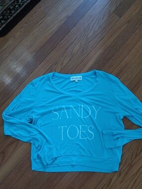 Wildfox Turquoise 'Sandy Toes' Lightweight Sweatshirt